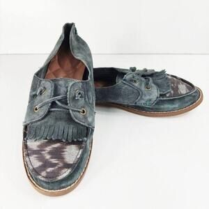 Reef gray blue suede fringe loafers size 9
